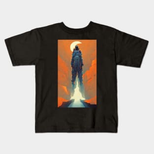 Moon Canyon Retro Vintage Sci Fi Design Kids T-Shirt